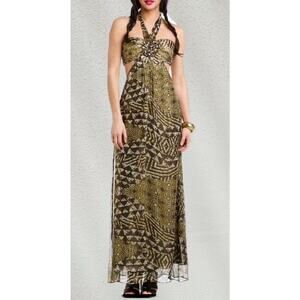 NWT BCBG MAX AZRIA DESIGNER Maj Silk Blend Halter Maxi Dress- Sz.2 WEDDING GUEST